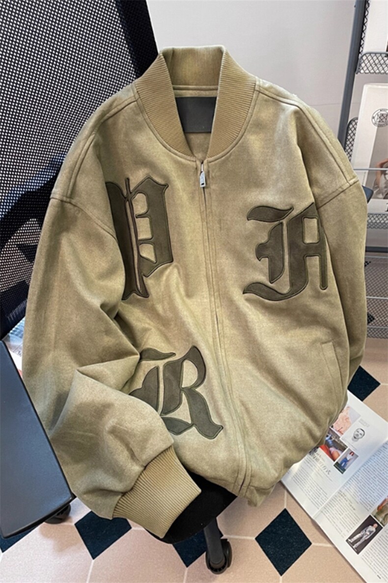 麂皮夹克外套刺绣字母棒球服JK8027特P62,男装夹克,星座908-1