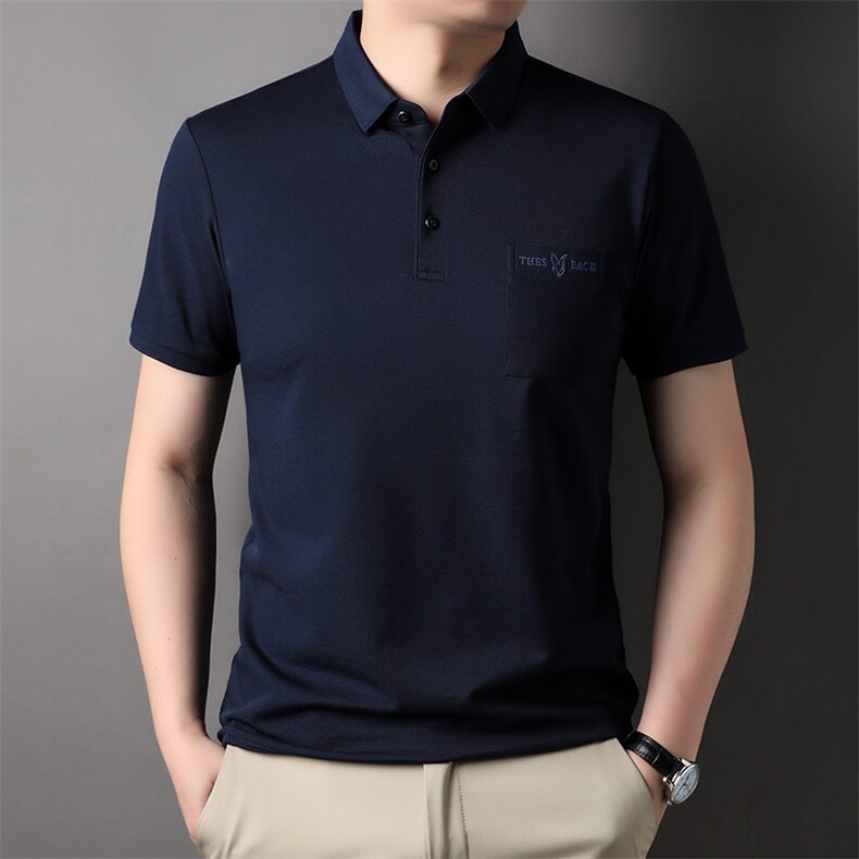 D33907钱塘2020-2夏季新款中青年男士翻领休闲百搭时尚T恤上衣P45图片