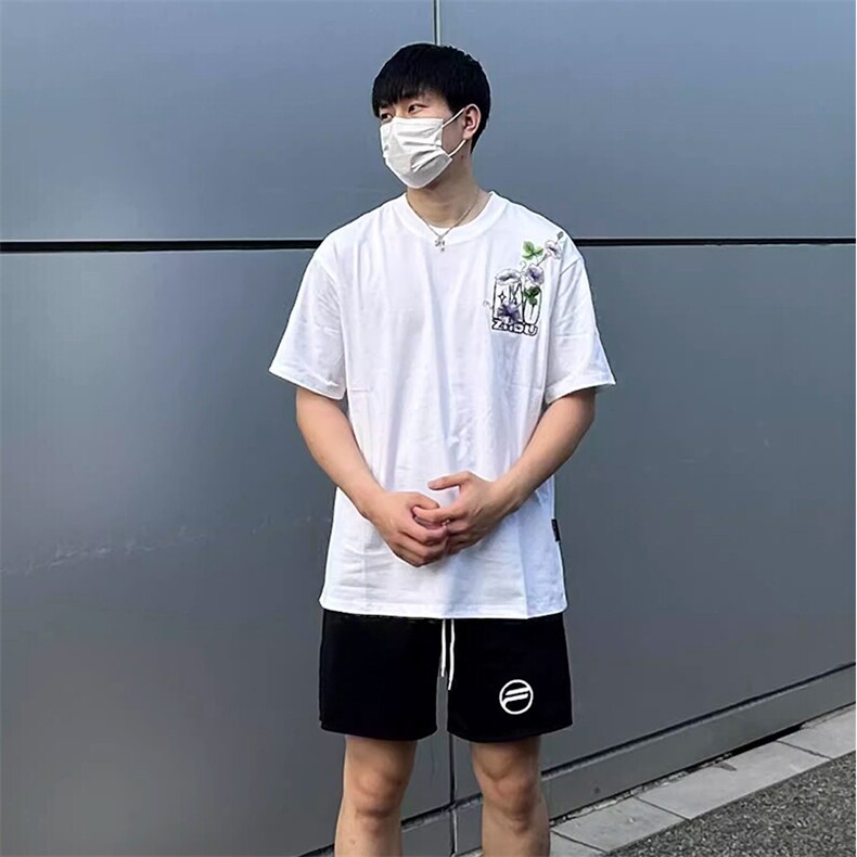 万针全刺绣工艺抖音得物高品质260克重磅纯棉双纱美式高街短袖T恤,男装T恤,电商A486
