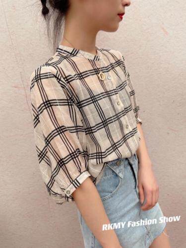 现货夏季格子衬衫爆，女装衬衫，人可·木易
