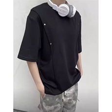 铆钉解构褶皱设计感短袖T恤男夏季痞帅休闲半袖上衣TR16，男装T恤，星座1116A（原606A-3）