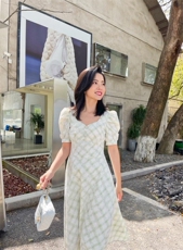 【现货】蕾丝复合格纹连衣裙，女装连衣裙，欧尼蒂