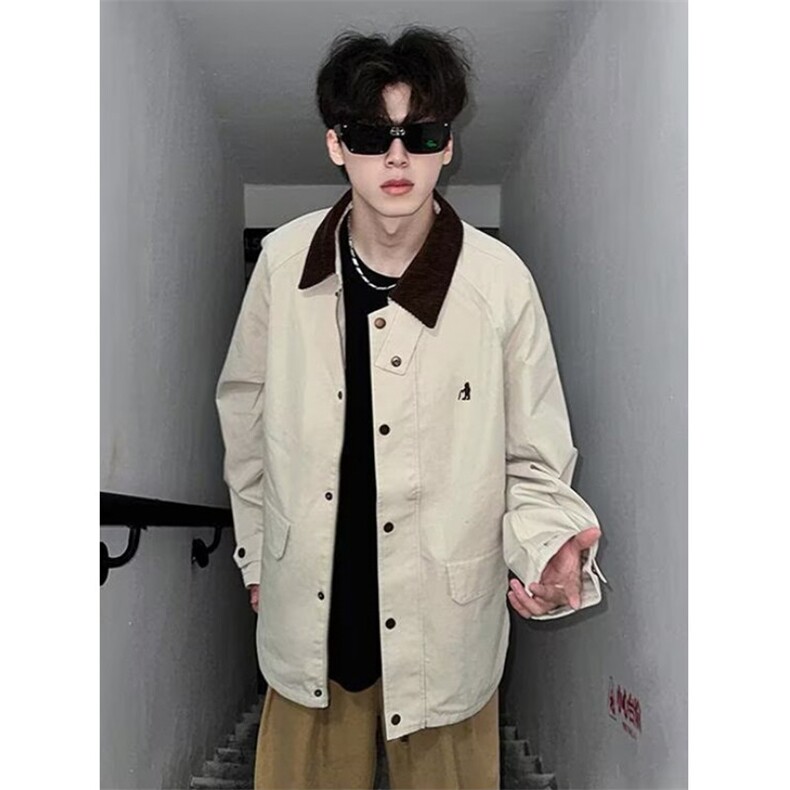工装夹克男2025春季美式哈灵顿翻领外套高级感衣服JW6503,男装夹克,星座1116A（原606A-3）