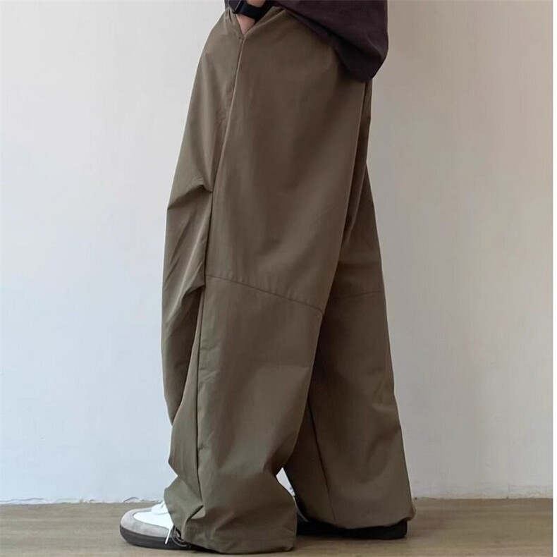CP1227-P35夏季日系复古宽松褶皱阔腿裤男女直筒松紧腰休闲长裤,男装休闲裤,电商B323A