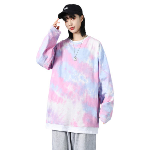 21秋季新款中性扎染长袖T恤女宽松落肩袖衬衫DS-A160-1-T103-P35,男装T恤,电商C323-1