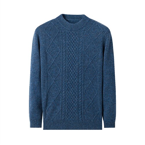 秋冬新款宽松圆领纯色毛衣男休闲100羊毛针织衫男上衣DDD220-P195，男装针织衫/毛衣，电商B212（原钱塘6029）