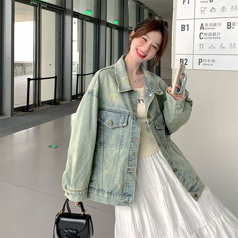 秋款现货复古宽松牛仔外套2C090-1051-P135-K188,女装短外套,2C090