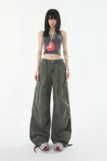 纯棉美式工装裤女2026春夏宽松阔腿拖地裤休闲裤新款YD9002-P75，男装牛仔裤，星座509