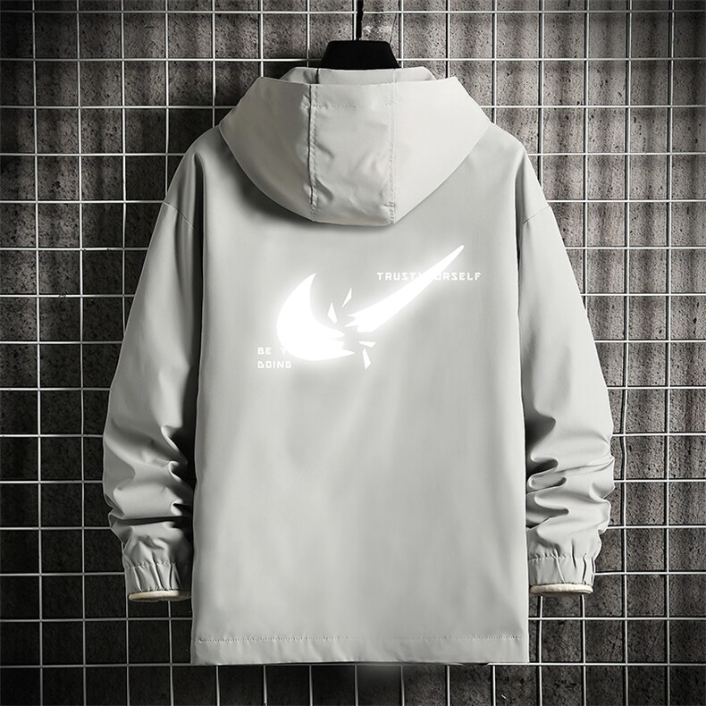 JK65111-P45 连帽夹克男大码胖子棒球服上衣外套 网格挂拍图片