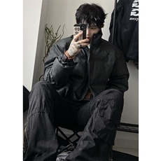 现货）档口图美拉德复古皮棉衣纯色立领加厚棉袄棉服7383-特P90，男装棉衣，星座1213