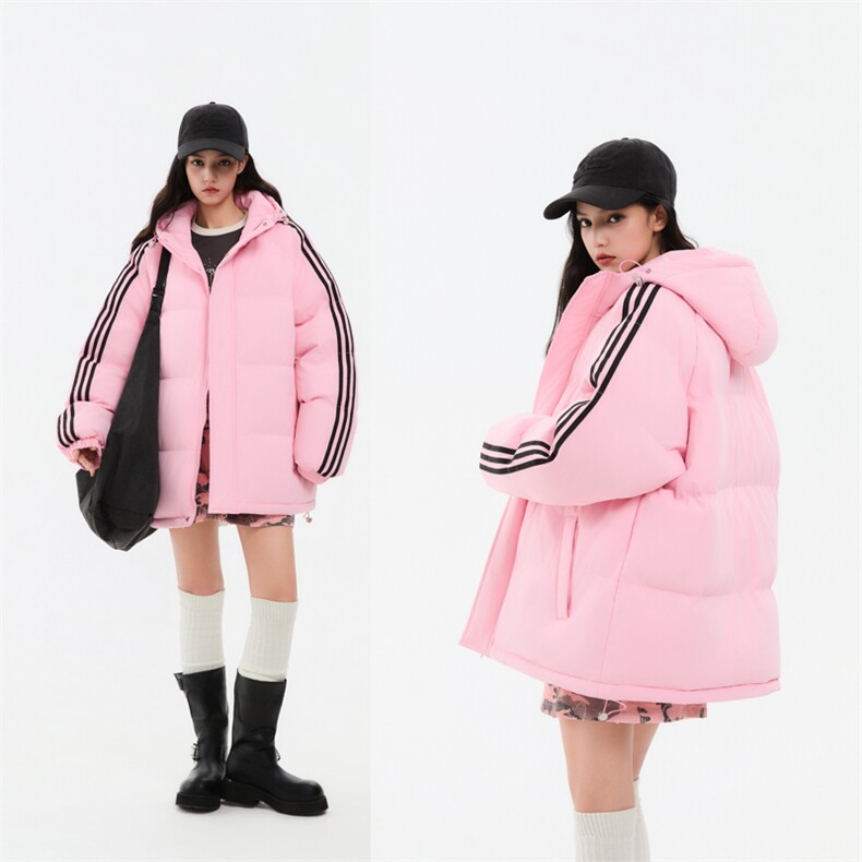 冬季潮流条纹五防立领加绒加厚棉衣情侣撞色棉服外套MY8899-p78图片