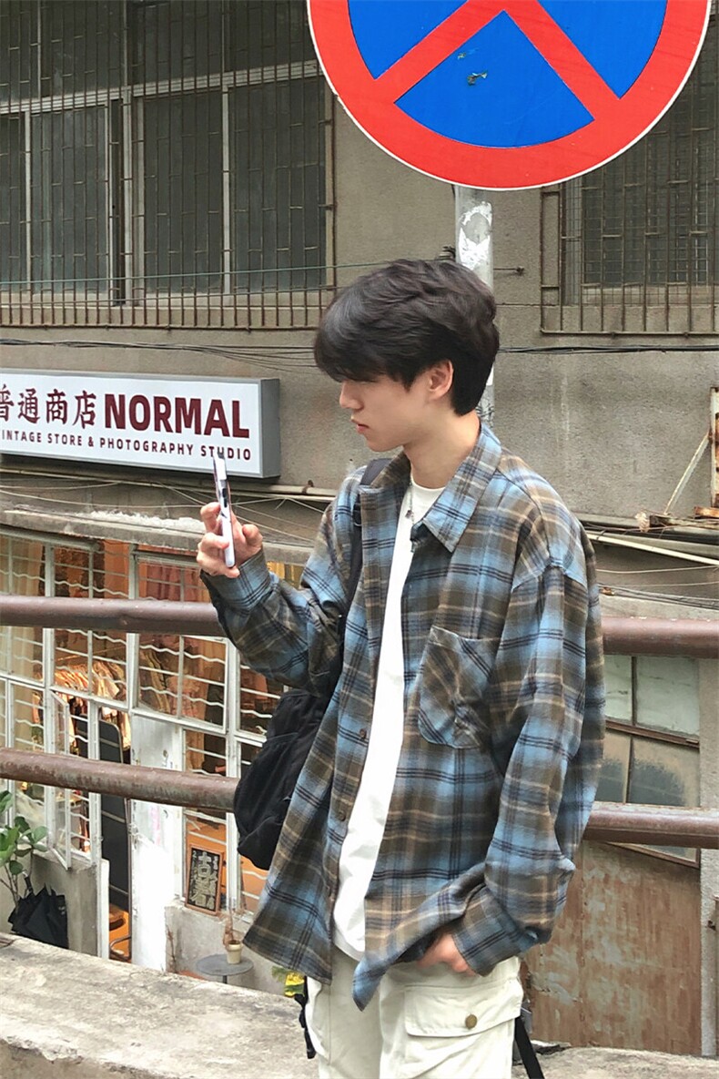 特P35无差价新款秋季潮流百搭长袖衬衫-HS2293港风夜景,男装衬衫,电商A003
