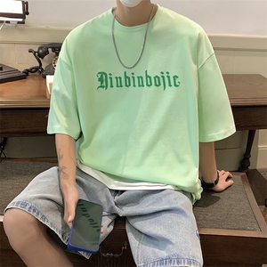 夏季港风情侣针织潮流圆领印花字母短袖T恤 A071-9005-P30图片