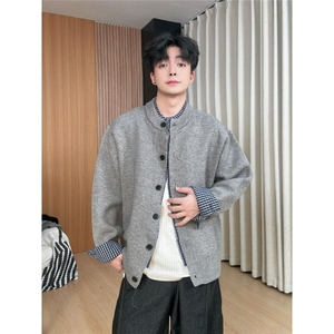 1506/QFMY040/P80设计针织外套男士高级感潮牌拼接撞色开衫毛衣,如何搭配瑜伽裤图片