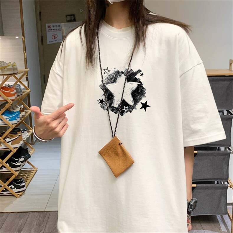 特p19控382024夏季中性风男女港风宽松纯棉体恤半袖dt423,男装T恤,电商B370