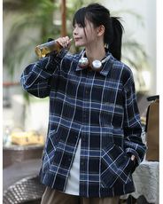 格子刺绣外套中性风情侣款917-1-25135P75，女装短外套，星座917-1