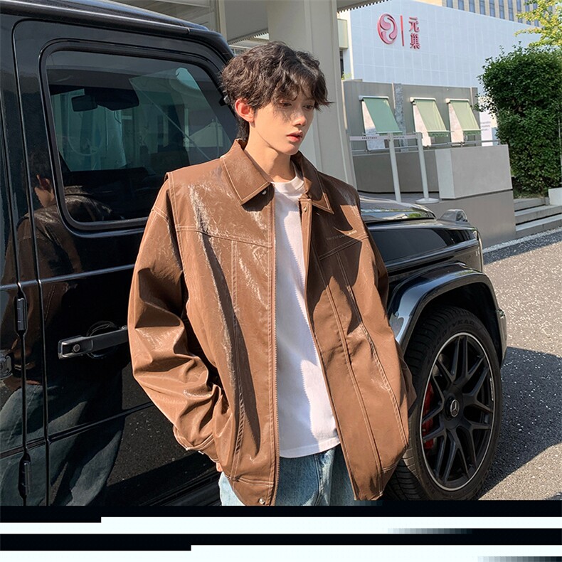 现货不缺货假两件皮衣美式水洗皮夹克外套1209-1-JK17-P108,男装夹克,星座1209-1