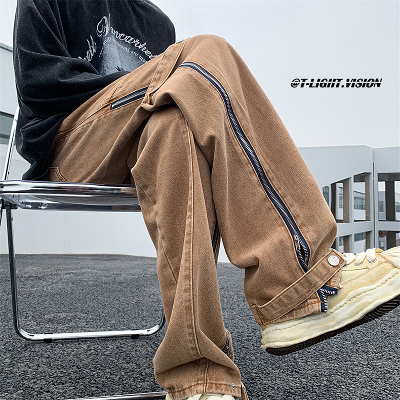 牛仔裤男美式vibe裤子ins高街潮牌欧美直筒修身工装裤N09906-P50，男装牛仔裤，星座308B-2