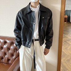 痞帅Pu皮衣小众双拉链垫肩皮夹克男机车服秋冬外套JW631，男装皮衣，星座1116A（原606A-3）