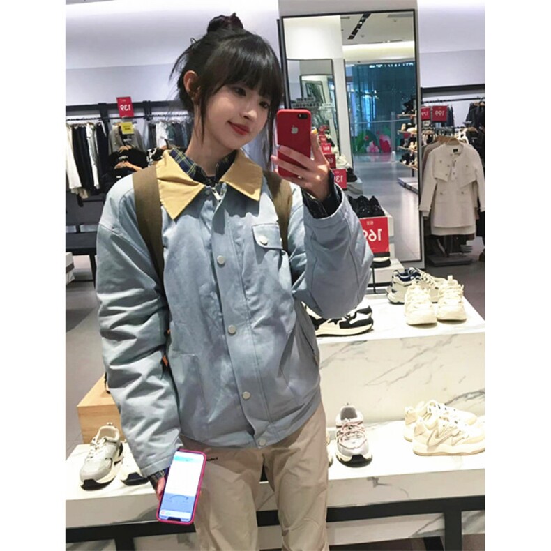 工装外套女春秋款小个子夹棉加厚拼接撞色潮牌翻领夹克JY681,男装夹克,星座1116A（原606A-3）