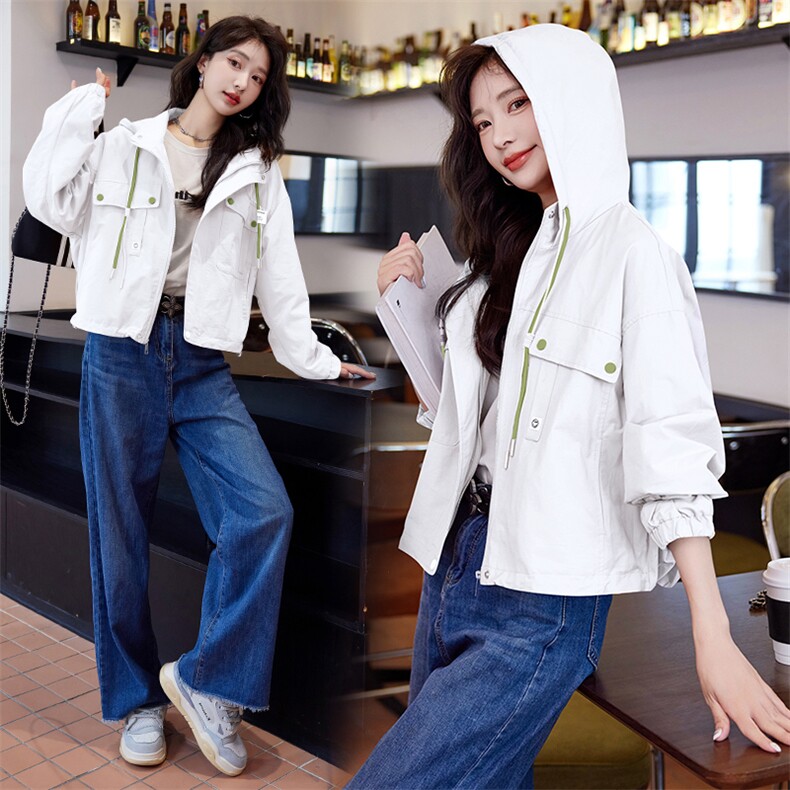 连帽休闲短款外套女2025早春新款今年流行爆款春秋学院风夹克上衣,女装短外套,韩蜜菓
