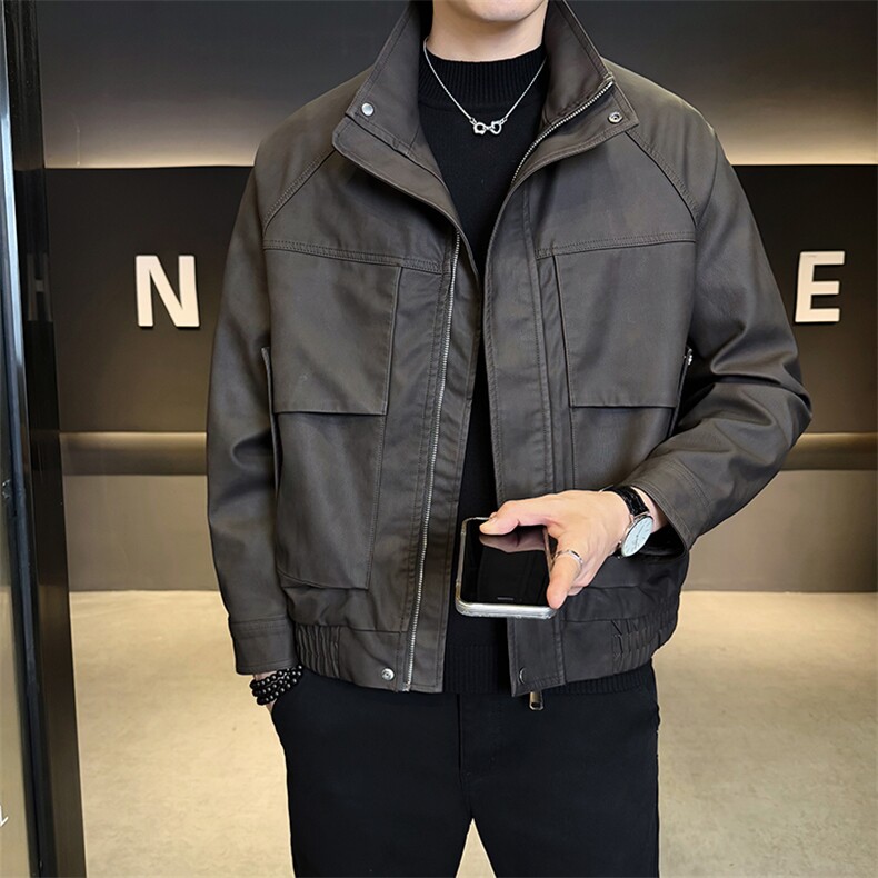 皮衣外套男春秋季新款机车PU皮不加绒薄款夹克PY7712-P155，男装夹克，电商D327