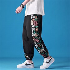 风冰丝潮刺绣男休闲裤宽松束脚运动裤休闲长裤019-p70，女装休闲裤，星座816-2（原B366-1）