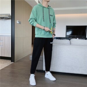 秋季新款潮流韩版连帽宽松青少年休闲运动卫衣套装男TZ778P65图片