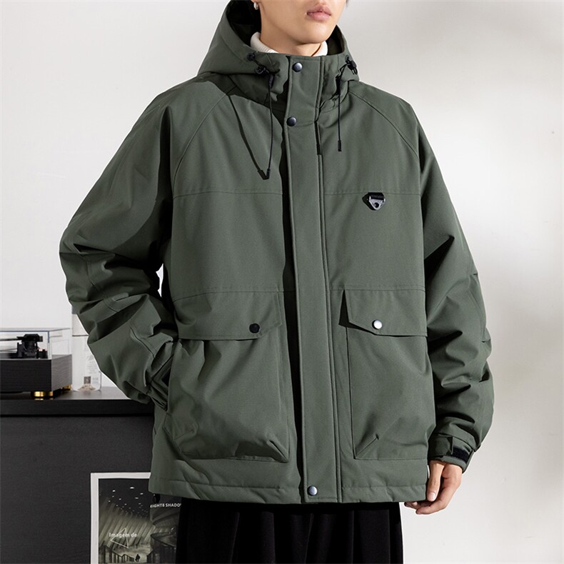 GENIOLAMODE男士防风加厚棉服秋冬潮流工装加肥大码夹克连帽外套,男装棉衣,星座209
