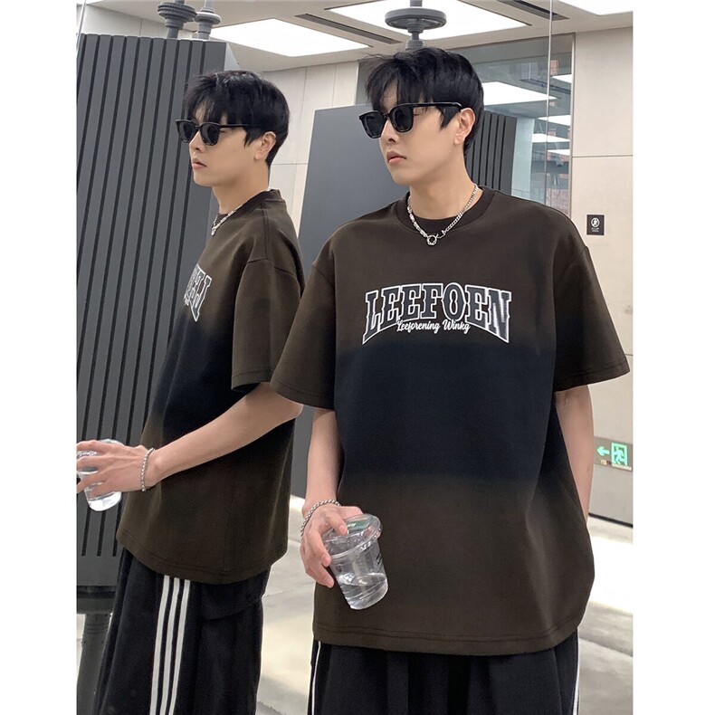 渐变色短袖青少年宽松T恤男夏季2025新款宽松半袖上衣T800-P38,男装T恤,电商C307A