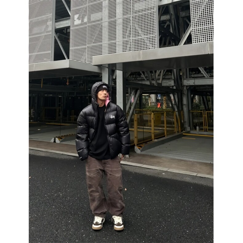 （现货）黑粉黑灰色猛男自制,男装棉衣,星座910A