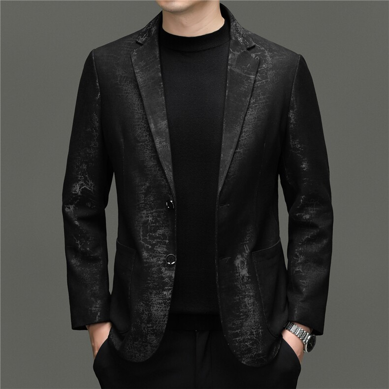 BG7103春秋款海宁真皮皮衣男头层绵羊皮外套印花商务休闲男士西服,男装西服,电商B360A（原721A）