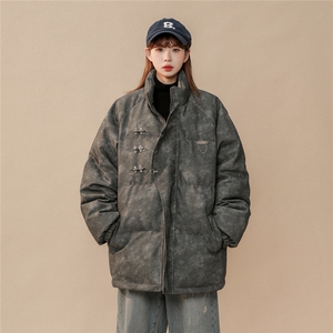 1中性风PU皮复古做旧面料金属飞机扣设计棉衣男MY77726P148控198图片