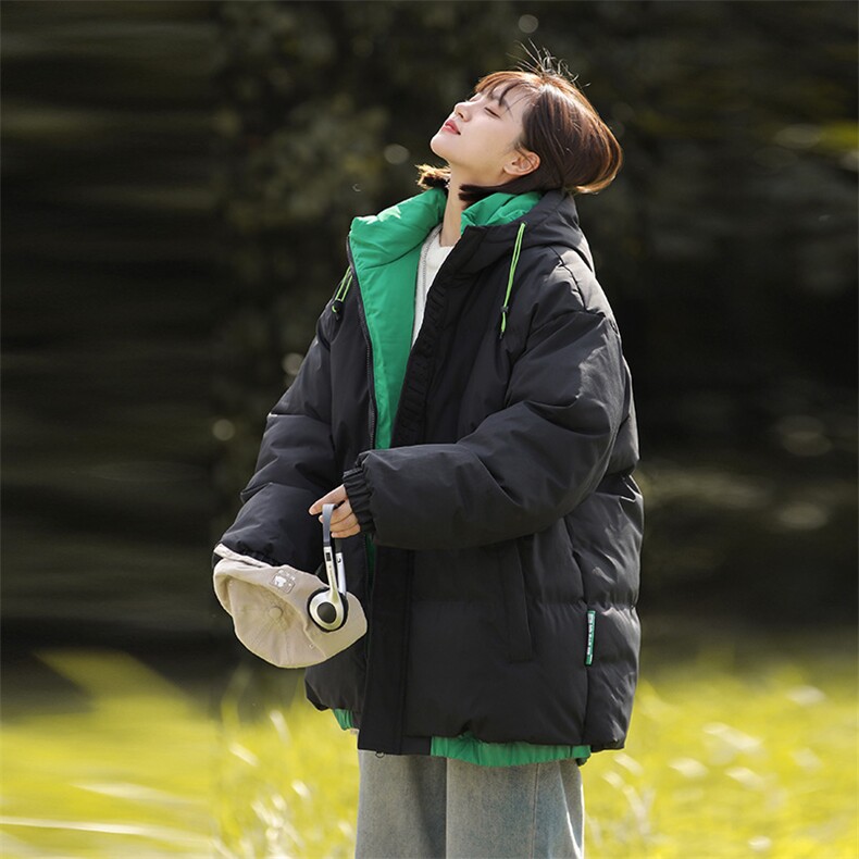 中性风棉服冬季连帽加厚保暖情侣棉衣外套 A436-2275-P90控价138图片