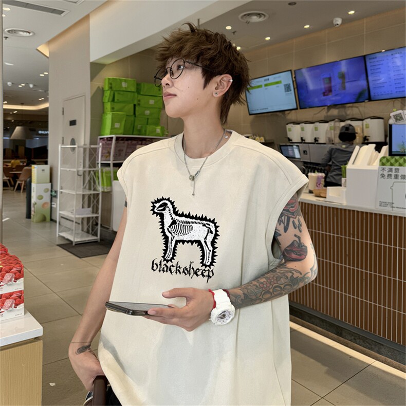 麂皮绒背心坎肩男T恤美式港风潮JB450-特P19控38,男装背心/马甲,电商B370