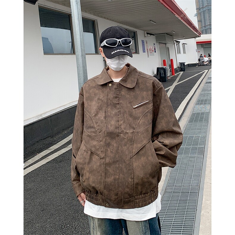 高街帅气皮衣男士韩版潮流宽松美式百搭2024秋冬ins外套W6028-P79图片