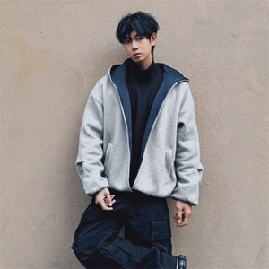 抖音得物高品质二开 25秋冬美式重磅宽松结构双面连帽卫衣外套W68图片