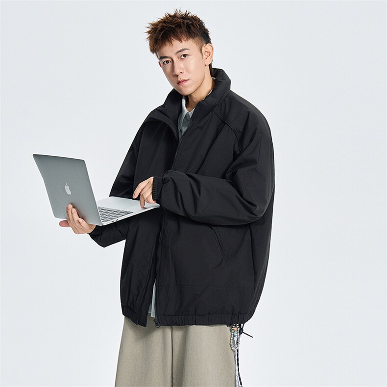 现货冬季美式休闲加厚雪山外套夹克立领纯色三防户外工装棉服,男装夹克,电商A486-1