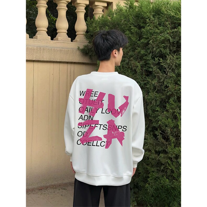抖音得物 现货高品质美式宽松圆领印花卫衣 新款重磅卫衣 ADY110图片