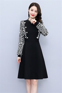 法式气质连衣裙女2022秋季新款时尚洋气减龄收腰显瘦高级感a字裙图片