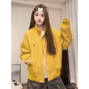 美式简约风短款棒球服外套女春秋新款韩系宽松小个子夹克外套女潮图片