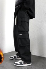 黑色工装裤男士潮牌阔腿休闲长裤冬季男生直筒宽松裤子加绒，男装休闲裤，星座218-1（原230）