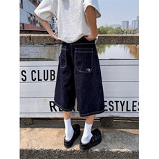 牛仔七分裤男女韩版潮流阔腿夏季百搭2026新款ins短裤RK2716-P45，男装牛仔裤，星座412-2