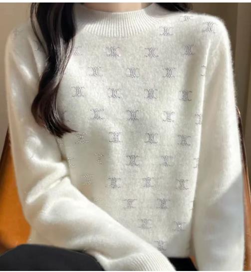 打底衫上衣女装新款2025春秋V领长袖慵懒风针织毛衣,针织衫/毛衣,众美斯特