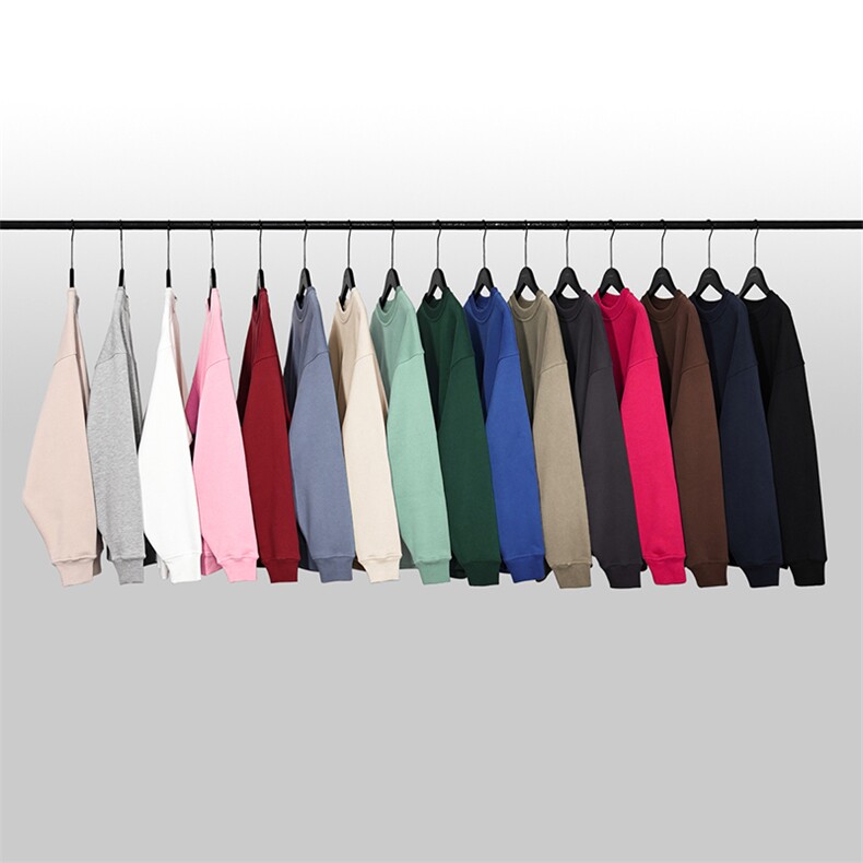 抖音得物高品质二开支持退换25秋冬全棉宽松圆领纯色卫衣HM07，男装卫衣，电商A486