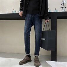 深色修身直筒小脚牛仔裤大码韩版弹力直筒休闲裤B382/2208/P68，男装牛仔裤，电商B381（原B382）