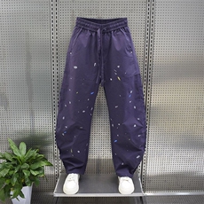 1506-1/KH3101/P39泼墨涂鸦休闲裤男夏季薄款弯刀阔腿裤宽松美式，男装休闲裤，星座1506-1