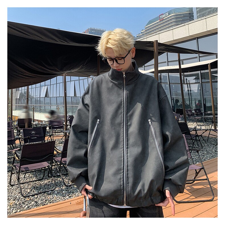 直播品质拉链大口袋美式复古做旧PU皮夹克X1213-DY2315-特P80,男装夹克,星座1213