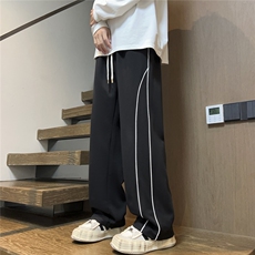 2025港风秋冬装装立体裁剪织带拼接休闲裤K8788/特P35黑色，男装休闲裤，电商A094