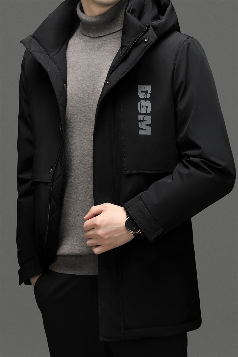 男装中长款羽绒服冬季新款中年保暖休闲上衣男士连帽鹅绒厚款外套,男装羽绒服,电商B212（原钱塘6029）
